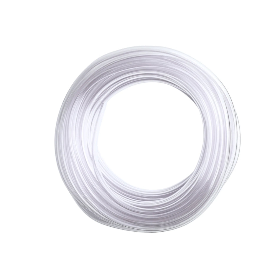 Clear vinyl transfer hose from FastRack, 100 ft length with 5/16 inch inner diameter and 7/16 inch outer diameter for fluid transfer.