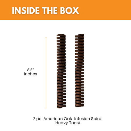 FastRack American Oak Infusion Spiral with heavy toast, showcasing a handcrafted oak spiral for wine aging and flavor infusion.