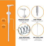 Clear 1-gallon glass jug with pump from FastRack, featuring a wide mouth and sturdy handle for easy pouring and dispensing.