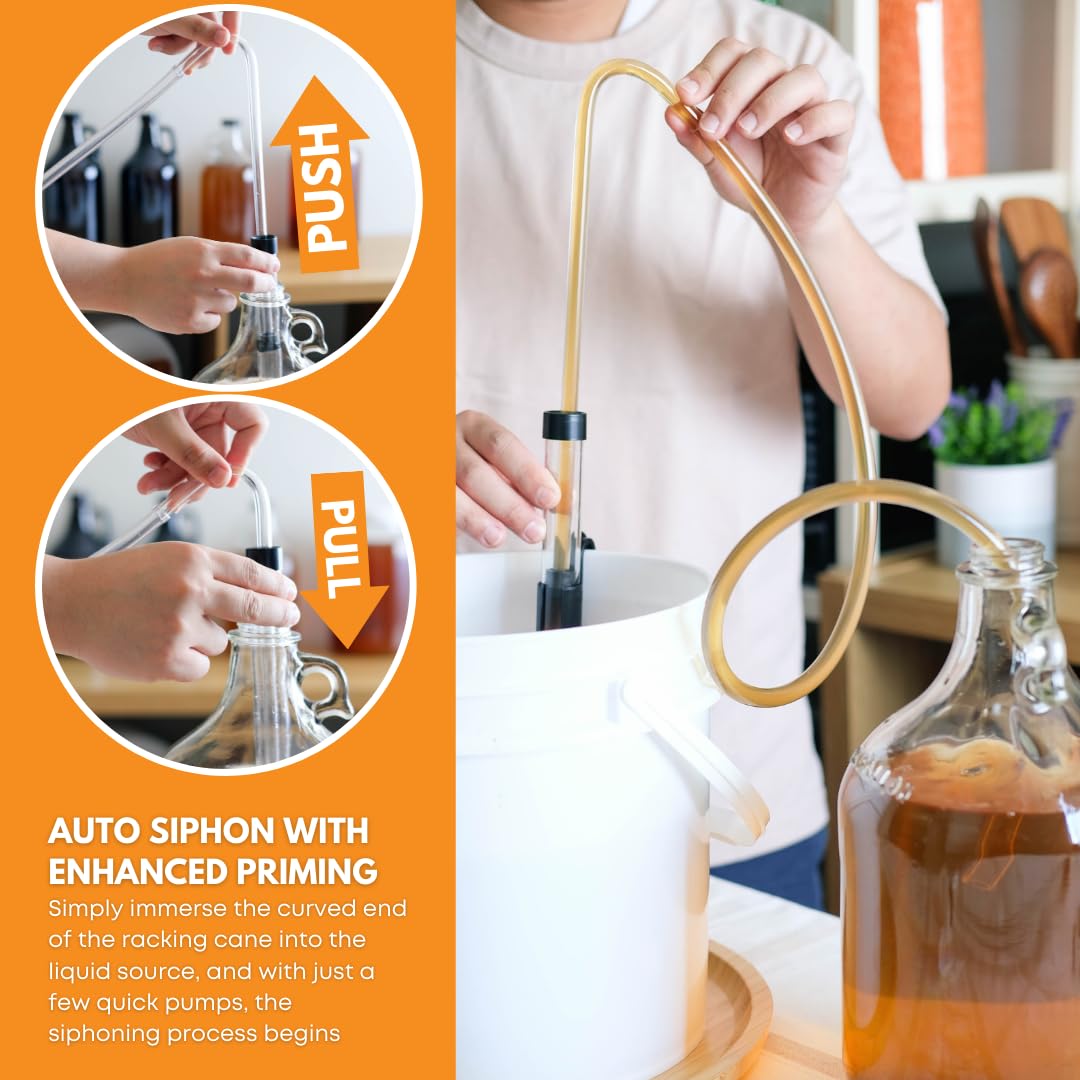 FastRack 3/8 inch mini auto siphon for transferring liquids easily, shown with transparent tubing and ergonomic grip.
