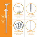 Clear 0.5-gallon glass jug with white dispensing pump from FastRack, ideal for liquids and beverages.