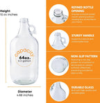 Clear 0.5-gallon glass jug with a dispensing pump from FastRack, ideal for liquids or beverages.
