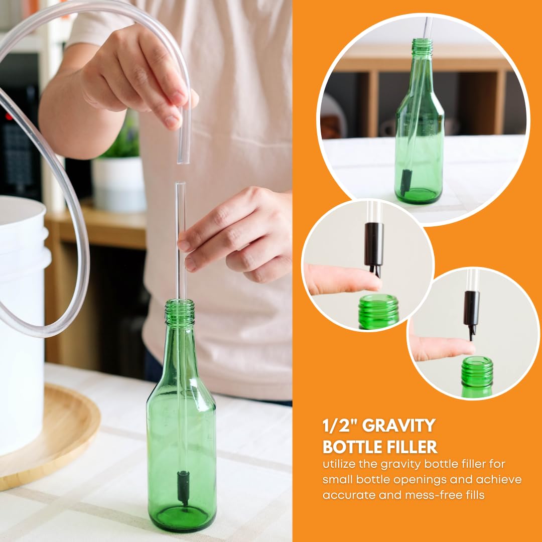 FastRack 1/2 inch large auto siphon for efficient liquid transfer, shown with clear plastic construction and built-in nozzle.