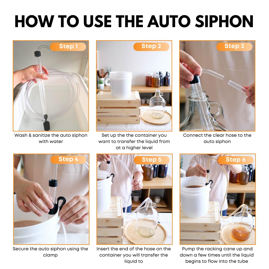 FastRack 1/2 inch large auto siphon for transferring liquids, featuring a durable plastic tube and easy pump action.