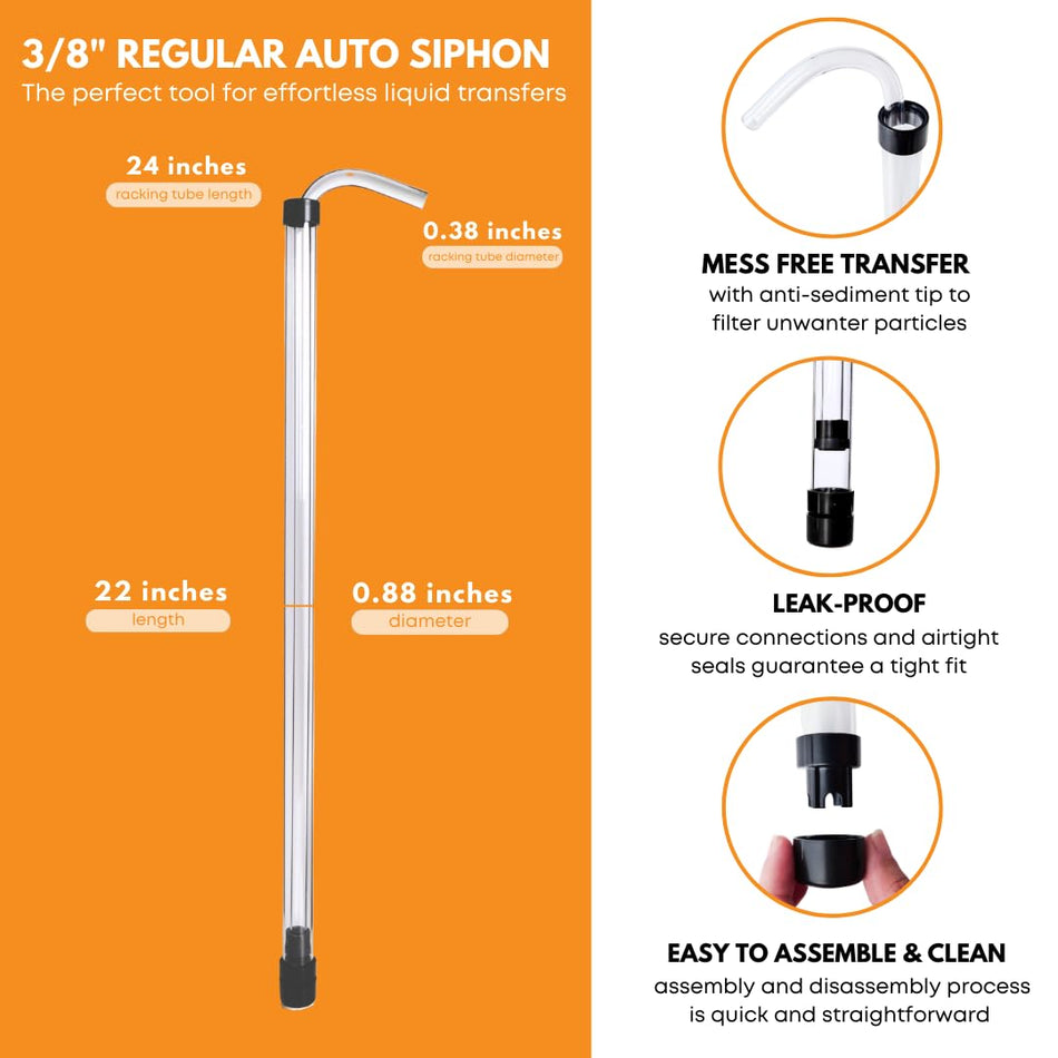 FastRack 3/8 inch auto siphon for efficient liquid transfer, featuring durable plastic construction and easy operation.