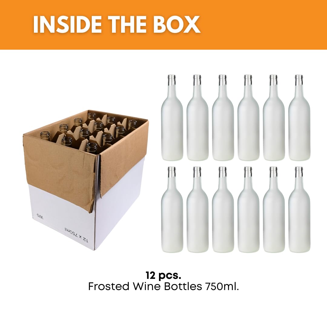 Six frosted 750ml Bordeaux wine bottles from FastRack in a case of 12, displayed in a neat arrangement.