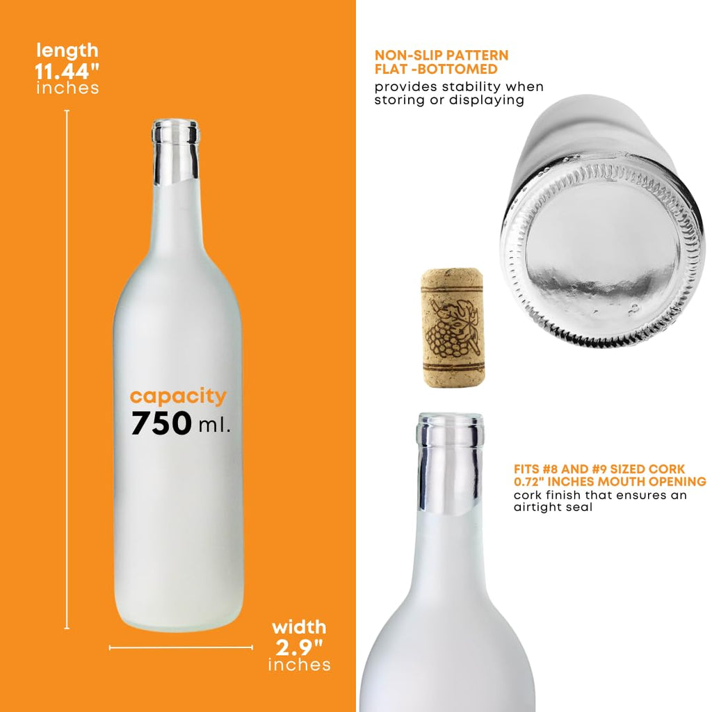 Set of 12 Frosted Bordeaux wine bottles, 750ml each, from FastRack, displayed in a case for wine storage or presentation.