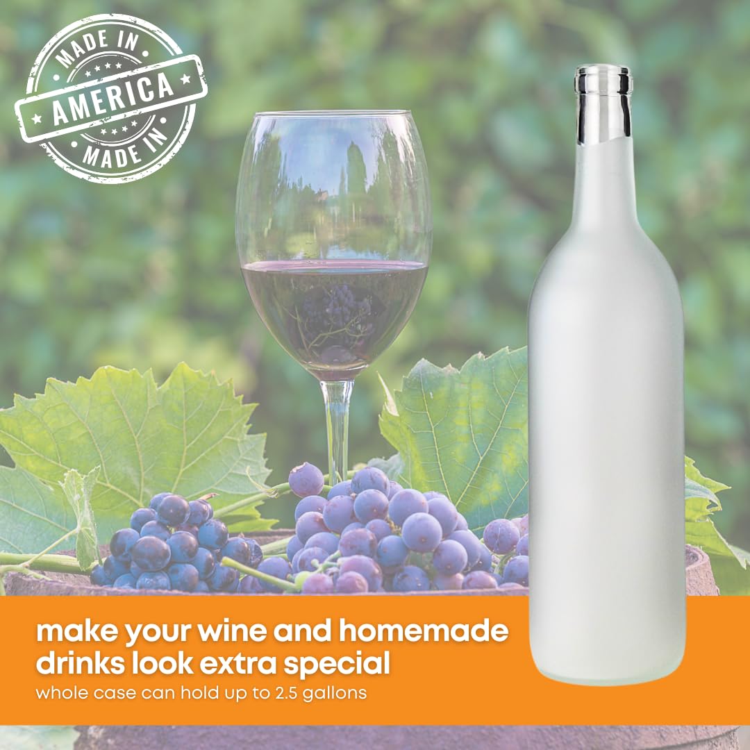 Set of 12 Frosted Bordeaux wine bottles, 750ml, by FastRack, arranged in a case, showcasing elegant glass and classic shape.