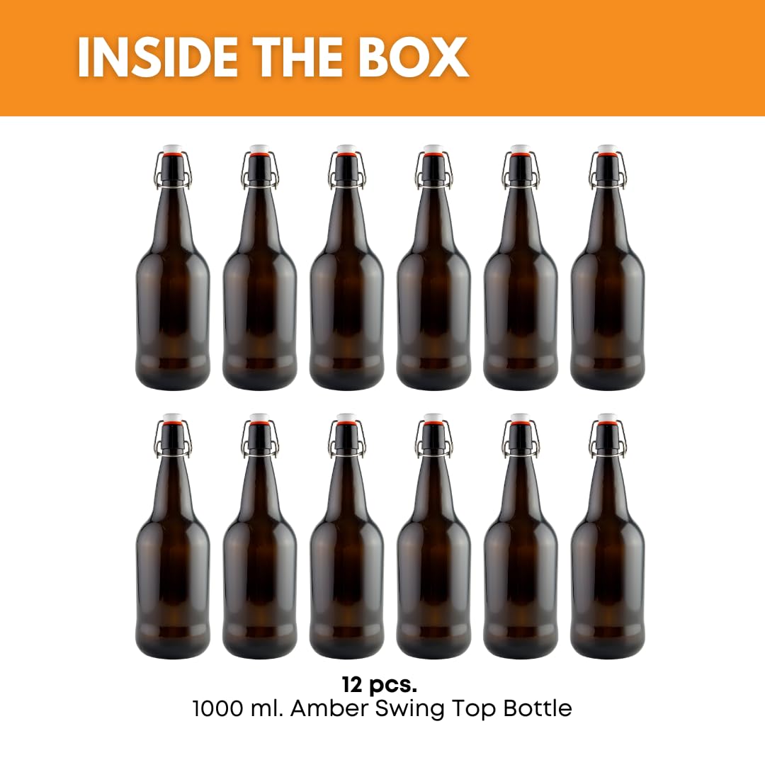 Amber Swing Top Bottles 1000ml – Case of 12