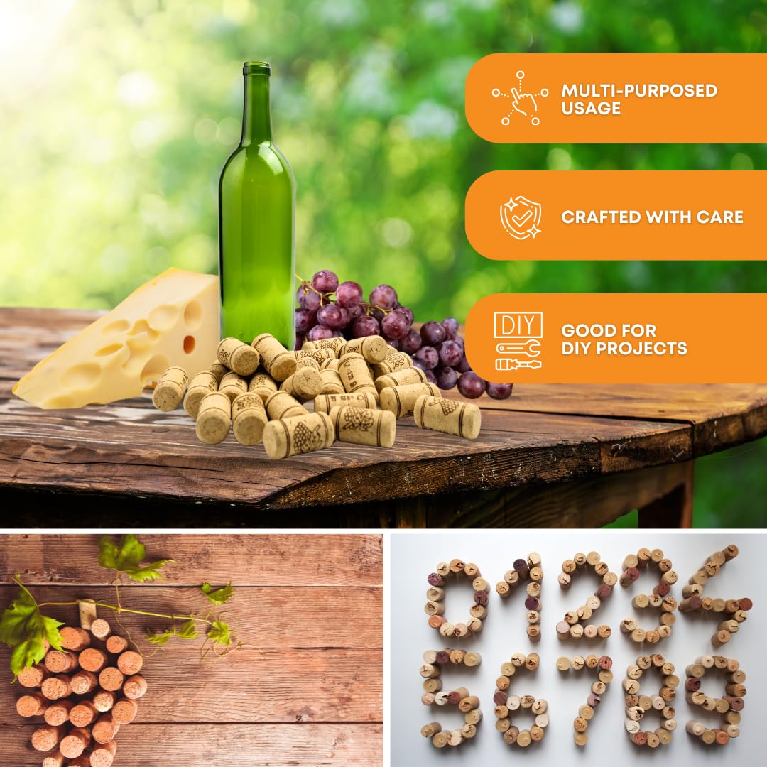 Set of 100 natural wine corks by FastRack, showing close-up of corks suitable for sealing wine bottles.