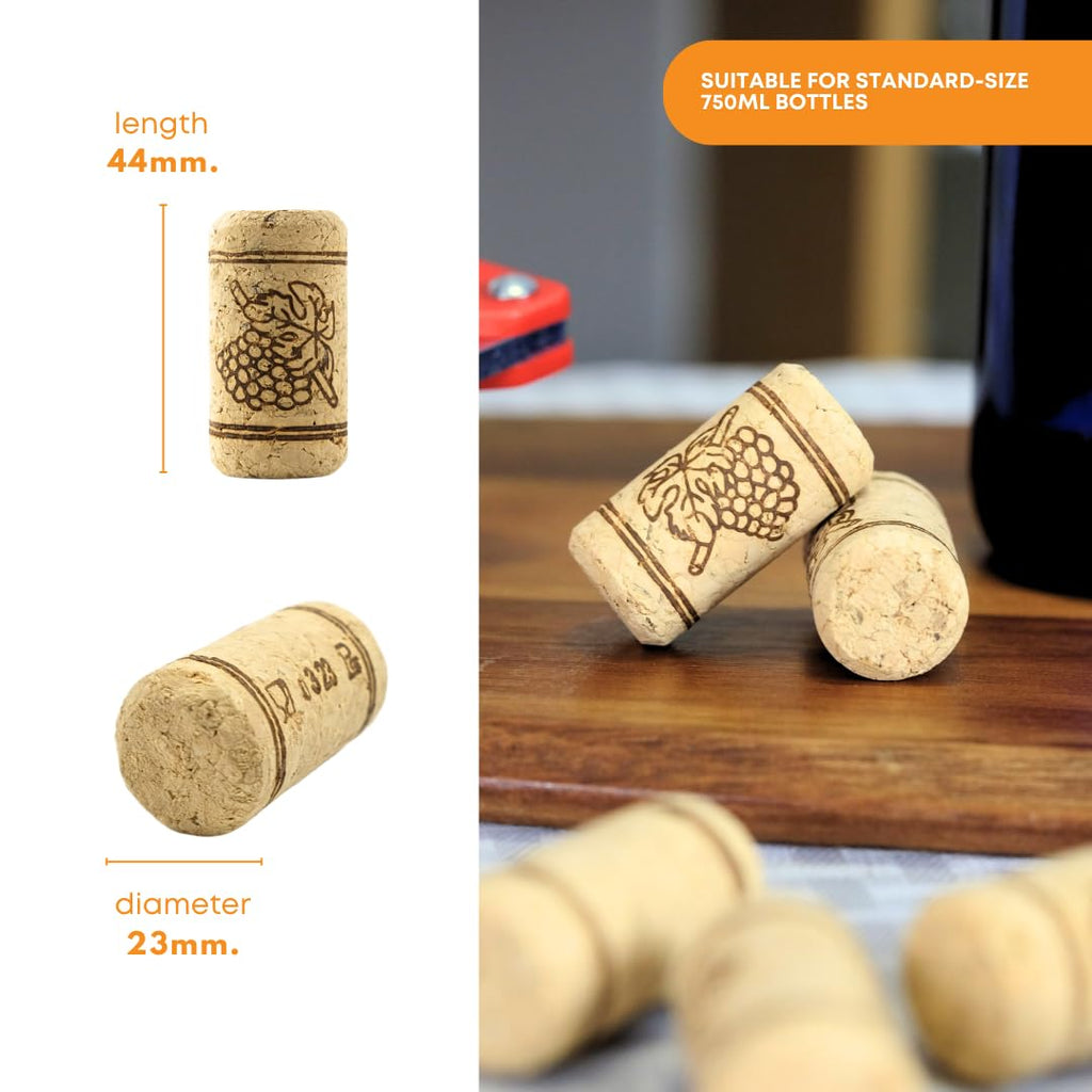Set of 100 natural wine corks from FastRack, featuring classic corks for sealing wine bottles in a clear container.