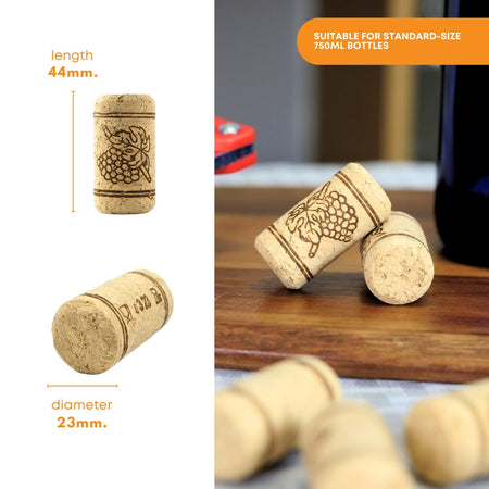 Set of 100 natural wine corks from FastRack, featuring classic corks for sealing wine bottles in a clear container.