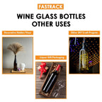 Set of 12 green 750ml W13 Stretch Hock wine bottles by FastRack, shown filled with wine and standing upright.