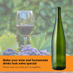 Set of 12 green 750ml W13 Stretch Hock wine bottles by FastRack, featuring sleek glass design and secure caps.