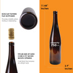 Set of 12 Amber 750ml W13 Stretch Hock wine bottles by FastRack, arranged in a case, with clear glass and bottle caps visible.