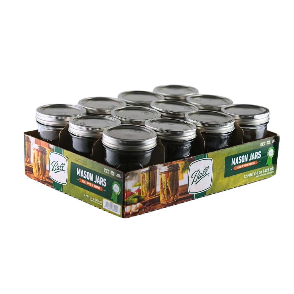 Ball Mason Jars 16 oz Wide Mouth with Bands & Lids - Case of 12