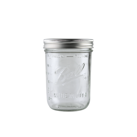 Set of 12 Ball Mason Jars 16 oz wide mouth with bands and lids, ideal for homebrewing and canning, by FastBrewing.