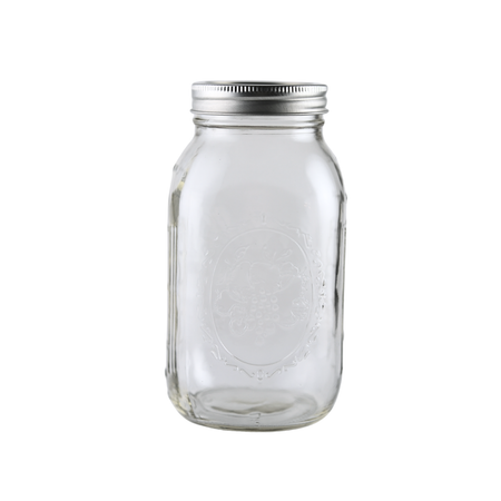 Set of 12 Ball Mason Jars 32 oz regular mouth with bands and lids, ideal for homebrewing and canning.