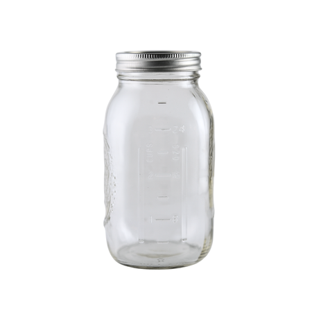 Set of 12 Ball Mason Jars 32 oz regular mouth with bands and lids, ideal for homebrewing and canning storage.