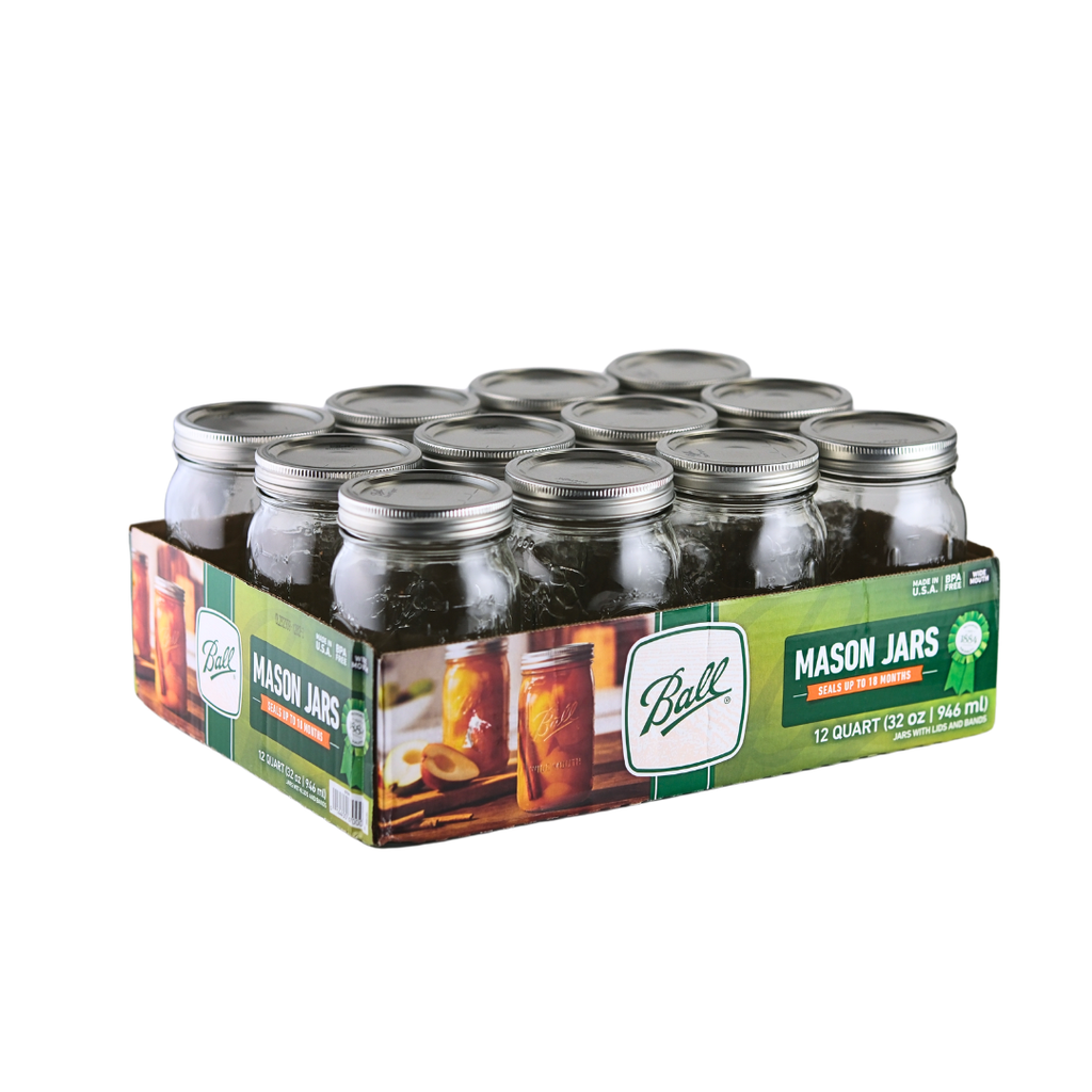 Ball Mason Jars 32 oz Wide Mouth with Bands & Lids - Case of 12