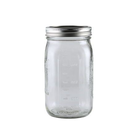 Set of 12 Ball Mason Jars 32 oz wide mouth with bands and lids, ideal for homebrewing and canning storage.