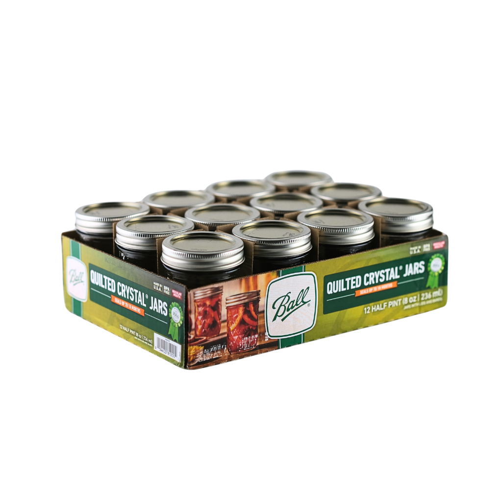 Ball Mason Jars 8 oz Quilted with Bands & Lids - Case of 12