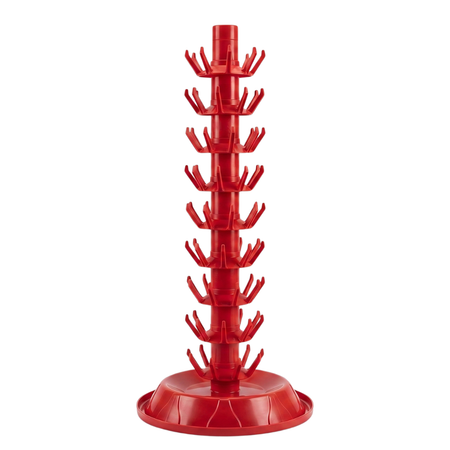 FastRack 81-bottle drying tree with multiple arms for air-drying wine bottles after cleaning.